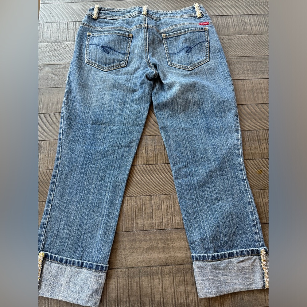 Vintage Guess Beaded Cropped Ankle Jeans with Cuffed Design Women’s Size 27 - Picture 11 of 12